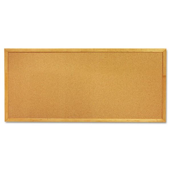 Easy-To-Organize Slim Line Bulletin Board; Natural Cork-Fiberboard; 12 x 36; Oak Frame EA39390